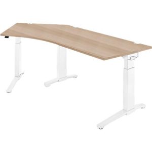 Schäfer Shop Genius Winkelschreibtisch PLANOVA ERGOSTYLE, elektrisch höhenverstellbar, 135° Winkel links, C-Fuß, B 2165 mm, Eiche/weiß