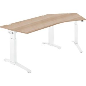 Schäfer Shop Genius Winkelschreibtisch PLANOVA ERGOSTYLE, elektrisch höhenverstellbar, 135° Winkel rechts, C-Fuß, B 2165 mm, Eiche/weiß