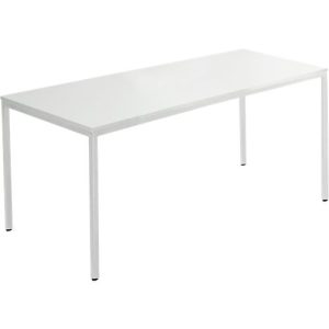 Schäfer Shop Pure Stahlrohrtisch, Rechteck, Quadratrohrfuß, B 1400 x T 700 x H 720 mm, lichtgrau/lichtgrau