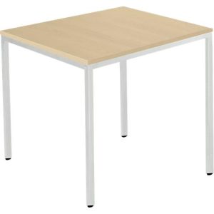 Schäfer Shop Pure Stahlrohrtisch, Rechteck, Quadratrohrfuß, B 800 x T 700 x H 720 mm, Ahorn/weißaluminium