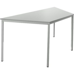 Schäfer Shop Pure Stahlrohrtisch, Trapez, Quadratrohrfuß, B 1600 x T 800 x H 720 mm, lichtgrau/lichtgrau
