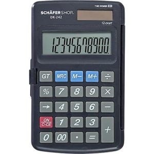 Schäfer Shop Pure Taschenrechner Pure DK-242, Solarbetrieb, 12-stelliges Display, Klappdeckel, B 72 x T 115 x H 9 mm