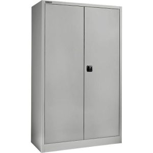 Schäfer Shop Pure Universalschrank, 5 OH, 4 Fachböden, abschließbar, B 1200 x T 400 x H 1935 mm, Stahl, weißaluminium RAL 9006/weißaluminium RAL 9006