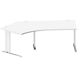 Schäfer Shop Pure Winkelschreibtisch PLANOVA BASIC, 135° Winkel links, C-Fuß, B 2165 x T 800/800 x H 717 mm, weiß + Kabelkanal