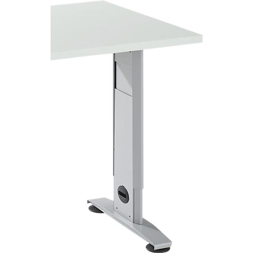 Schäfer Shop Select Ansatztisch LOGIN, C-Fuß, B 1000 x T 600 x H 660-820 mm, lichtgrau/weißalu