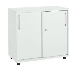 Schäfer Shop Select Anstellschiebetürenschrank, aus Holz, 2 Fachböden, B 800 mm x T 421 x H 750 mm, lichtgrau