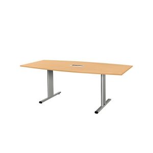 Schäfer Shop Select Besprechungstisch Planova Basic, mit Tischanschlussfeld, Boot, T-Fuß, B 2000 x T 1000 x H 717 mm, Buche/weißaluminium RAL 9006