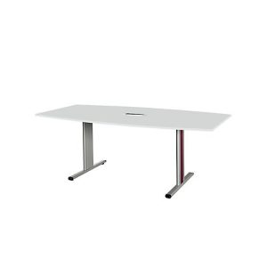 Schäfer Shop Select Besprechungstisch Planova Basic, mit Tischanschlussfeld, Boot, T-Fuß, B 2000 x T 1000 x H 717 mm, lichtgrau/weißaluminium RAL 9006