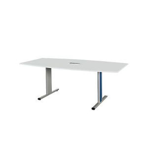 Schäfer Shop Select Besprechungstisch Planova Basic, mit Tischanschlussfeld, Boot, T-Fuß, B 2000 x T 1000 x H 717 mm, lichtgrau/weißaluminium RAL 9006