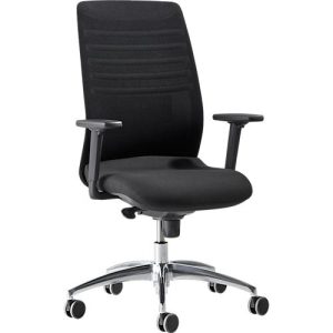 Schäfer Shop Select Bürostuhl SSI Proline Edition 10, mit Armlehnen, Punktsynchronmechanik, Bandscheibensitz, Netzrücken, schwarz/alusilber