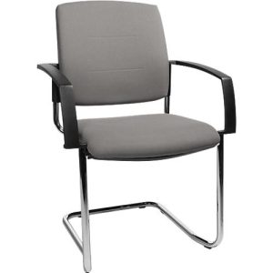 Schäfer Shop Select Freischwinger SSI Proline Visit P2, ergonomisch, Armlehnen, stapelbar bis 4 Stück, Stahl & Stoffbezug, B 480 x T 480 x H 480 mm, alusilber/grau