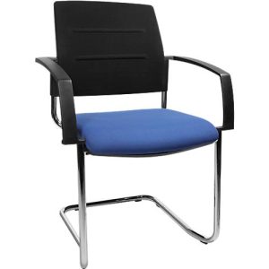 Schäfer Shop Select Freischwinger SSI Proline Visit S2, ergonomisch, Armlehnen, stapelbar bis 4 Stück, B 480 x T 480 x H 480 mm, blau/schwarz