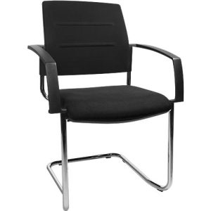 Schäfer Shop Select Freischwinger SSI Proline Visit S2, ergonomisch, Armlehnen, stapelbar bis 4 Stück, B 480 x T 480 x H 480 mm, schwarz/schwarz