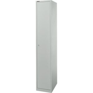 Schäfer Shop Select Garderobenschrank, 1 Abteil mit B 350 mm, 5 Fächer mit 4 Fachböden, abschließbar, lichtgrau/lichtgrau