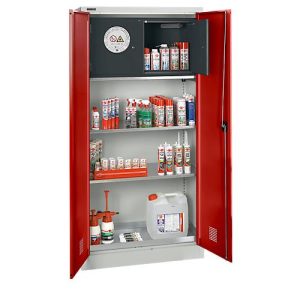 Schäfer Shop Select Gefahrstoffschrank, Stahl, B 950 x T 500 x H 1935 mm, 2 Einlegeböden, 1 x 18 l Wanne, mit Sicherheitsfach Typ 30