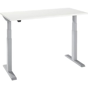 Schäfer Shop Select Home Office Schreibtisch, elektrisch höhenverstellbar, Rechteck, T-Fuß, B 1300 x T 650 x H 640-1300 mm, weiß/weißaluminium