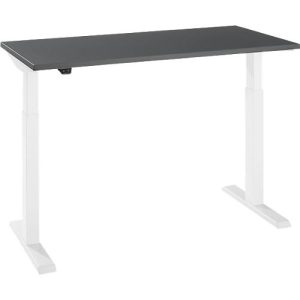 Schäfer Shop Select Home Office Schreibtisch, elektrisch höhenverstellbar, Rechteck, T-Fuß, B 1300 x T 650 x H 715-1205 mm, graphit/weiß