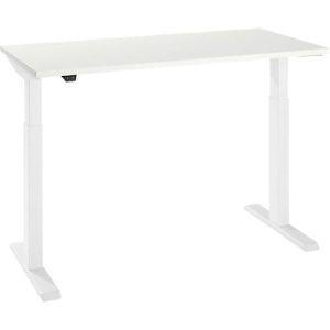 Schäfer Shop Select Home Office Schreibtisch, elektrisch höhenverstellbar, Rechteck, T-Fuß, B 1300 x T 650 x H 715-1205 mm, weiß