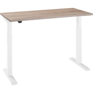 Schäfer Shop Select Home Office Schreibtisch, elektrisch höhenverstellbar, Rechteck, T-Fuß, B 1300 x T 650 x H 715-1205 mm, Wildeiche/weiß