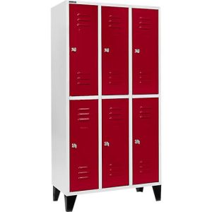 Schäfer Shop Select Kleiderspind, mit 3 x 2 Abteilen, 300 mm, mit Füßen, Zylinderschloss, Tür rubinrot