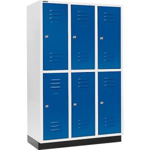 Schäfer Shop Select Kleiderspind, mit 3 x 2 Abteilen, 400 mm, mit Sockel, Zylinderschloss, Tür enzianblau