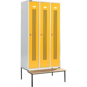 Schäfer Shop Select Kleiderspind, mit Sitzbank, 3 Abteile, 300 mm, Drehriegelverschluss, Tür rapsgelb
