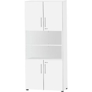 Schäfer Shop Select Kombischrank Start Off, 6 OH, 4 OH m. Tür, abschließbar, B 800 x T 420 x H 2240 mm, weiß/weiß