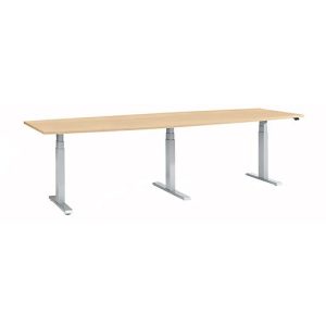 Schäfer Shop Select Konferenztisch ERGO-T 2.0 Big, bis 8 Personen, elektrisch höhenverstellbar, Tonne, T-Fuß, B 2800 mm, Ahorn/weißalu