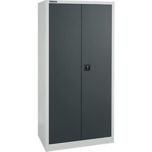 Schäfer Shop Select Materialschrank MS 2509, mit 14 Schubladen, mit Tresorfach, B 950 x T 500 x H 1935 mm, Feinblech, lichtgrau/anthrazitgrau