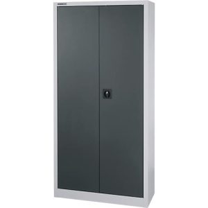 Schäfer Shop Select Materialschrank MS 2509, mit 14 Schubladen, mit Tresorfach, B 950 x T 500 x H 1935 mm, Feinblech, weißaluminium/anthrazitgrau