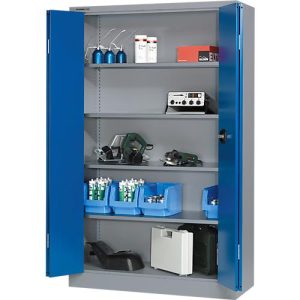 Schäfer Shop Select Materialschrank MSF 2512, B 1200 x T 500 x H 1935 mm, lichtgrau/enzianblau