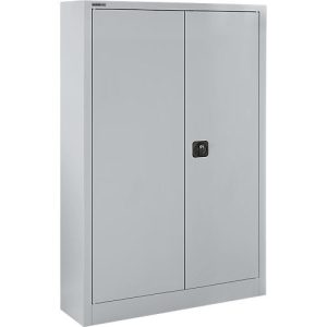 Schäfer Shop Select Materialschrank MSI 16409, B 950 x T 400 x H 1535 mm, 3 Böden, Stahl, weißaluminium RAL 9006
