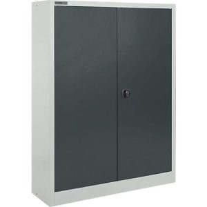 Schäfer Shop Select Materialschrank MSI 16409i, B 950 x T 400 x H 1535 mm, 3 Böden, Stahl, lichtgrau/anthrazitgrau