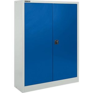 Schäfer Shop Select Materialschrank MSI 16409i, B 950 x T 400 x H 1535 mm, 3 Böden, Stahl, lichtgrau/enzianblaub