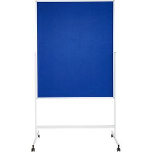 Schäfer Shop Select Moderationstafel SH MT 121, mobil, beidseitig verwendbar, B 1200 x H 1500 mm, Filz, Aluminium & Metall, blau-weiß