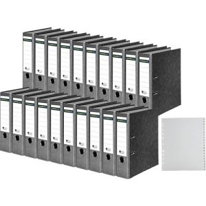 Schäfer Shop Select Ordner, DIN A4, Rückenbreite 80 mm, 20 Stück + GRATIS 1 PP-Ordner-Register A-Z, grau