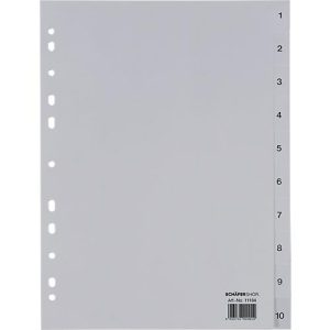 Schäfer Shop Select Ordnerregister, für DIN A4, numerisch, 10 Fächer, Polypropylen, grau