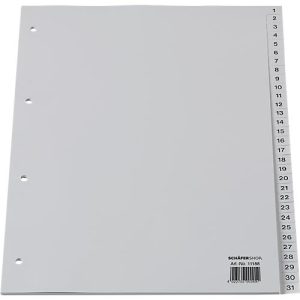 Schäfer Shop Select Ordnerregister, für DIN A4, numerisch, 31 Fächer, Polypropylen, grau