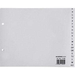 Schäfer Shop Select Ordnerregister, für DIN A4 quer, Halbformat,alphabetisch, 20 Fächer, Polypropylen, grau