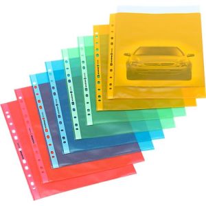 Schäfer Shop Select Prospekthüllen, DIN A4, genarbt, oben offen, dokumentenecht, 25 Stück, rot