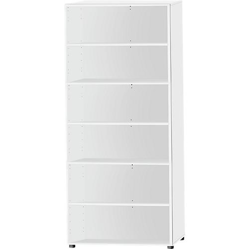 Schäfer Shop Select Regal, B 800 x T 420 x H 2240 mm, 6 OH & 5 Fachböden, weiß