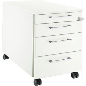Schäfer Shop Select Rollcontainer 1233, 3 Schübe & 1 Utensilienauszug, Griff eckig, weiß/weiß