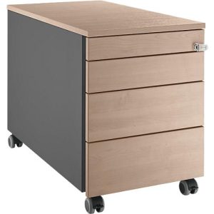 Schäfer Shop Select Rollcontainer 1233, mit Griffnut, B 435 x H 567 mm, anthrazit/Eiche-Dekor
