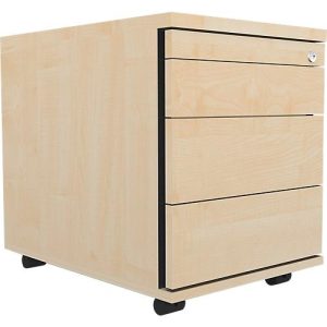 Schäfer Shop Select Rollcontainer 1233, Utensilienauszug + 3 Schubladen, abschließbar, Spanplatte, B 428 x T 600 x H 540 mm, Ahorn