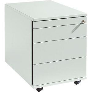 Schäfer Shop Select Rollcontainer 1233, Utensilienauszug + 3 Schubladen, abschließbar, Spanplatte, B 428 x T 600 x H 540 mm, lichtgrau
