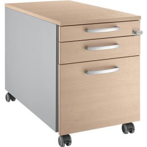 Schäfer Shop Select Rollcontainer 126, 1 Schublade, HR- & Utensilienauszug, runde Griffe, weißalu/Eiche-Dekor