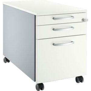 Schäfer Shop Select Rollcontainer 126, 1 Schublade, HR- & Utensilienauszug, runde Griffe, weißalu/weißalu/weiß