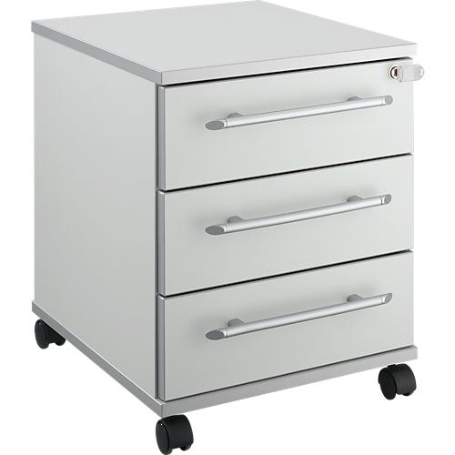 Schäfer Shop Select Rollcontainer Moxxo IQ 333, 3 Schübe, B 410 x T 495 x H 510 mm, abschließbar, lichtgrau