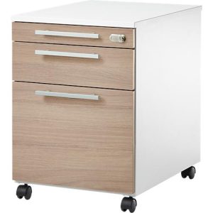 Schäfer Shop Select Rollcontainer SET UP, 1 Schublade, 1 Utensilienauszug, HR-Auszug, B 432 x T 580 x H 595 mm, weiß/Wildeiche