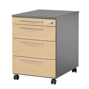 Schäfer Shop Select Rollcontainer Start Off 1233, 3 Schübe, Utensilienauszug, B 432 x T 580 x H 595 mm, graphit/Ahorn